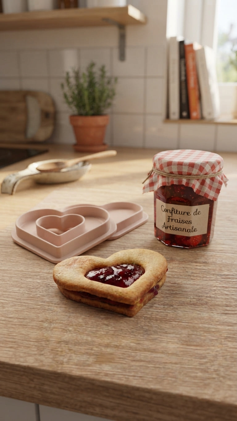 Emporte-pièces biscuit fourré cœur façon linzer