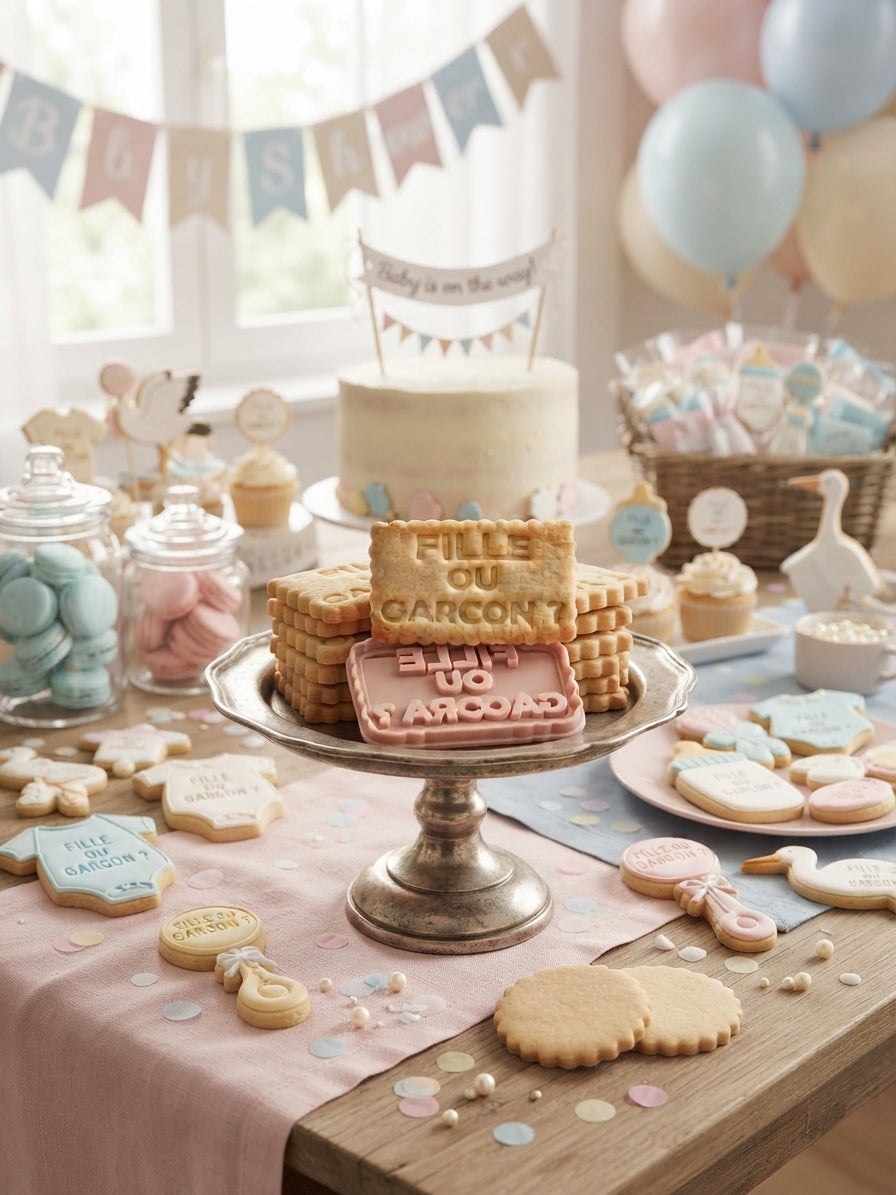 Emporte-pièce « Fille ou garçon ? » pour gender reveal et baby shower
