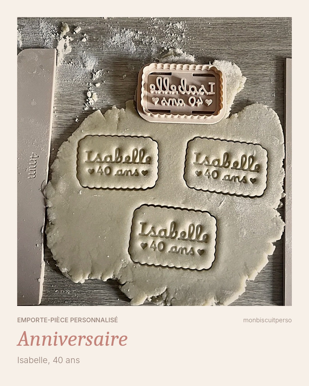 Emporte-pièce personnalisé anniversaire Isabelle 40 ans